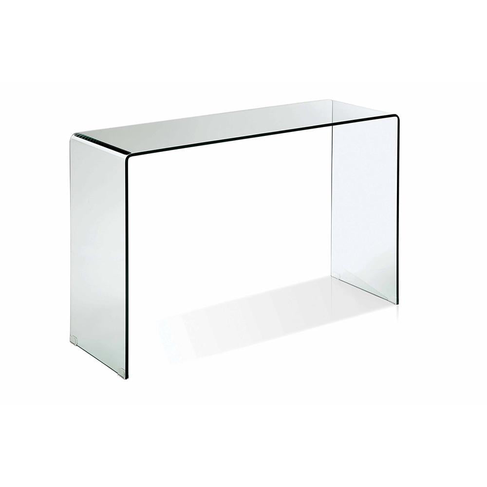 Clear Bent Glass Console Table, 47" x 16" x 32"