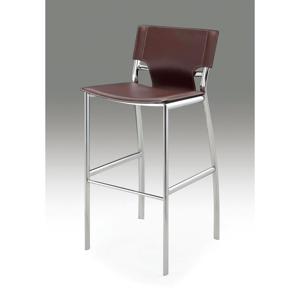 Elegant 26" Brown Leather Bar Stool with Chrome Legs