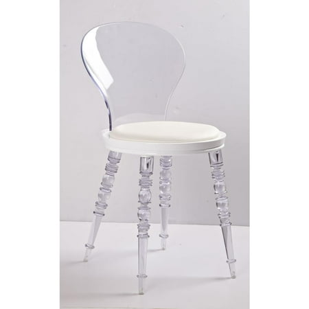 Creative Images Clear Pc Chair W/ White Pu Seat Cushion