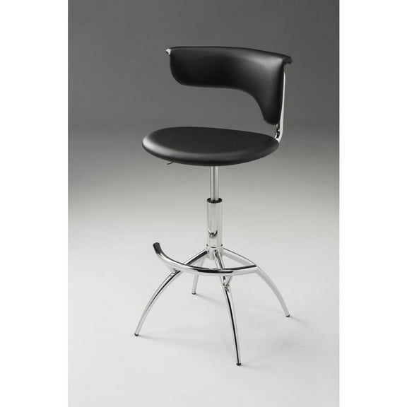 Creative Images International Adjustable Bar Stool in Black and Chrome (Set of 2)