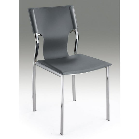 Creative Images International Faux Leather Dining Chair in Gray (Set of 4)