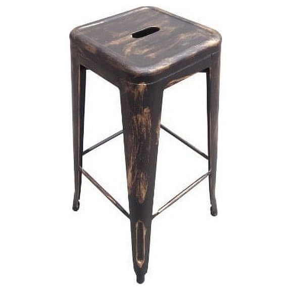 Metal Stool Gunmetal Gray Set of 4