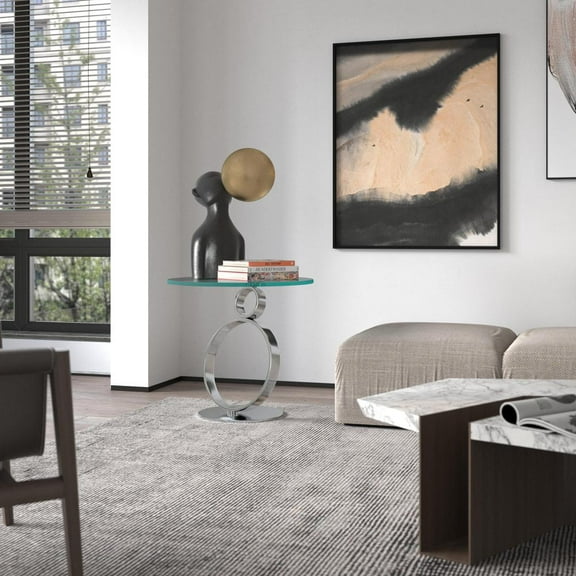 Creative Images International Modern Glass End Table in Chrome