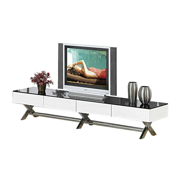Creative Images International Wood TV Stand with X Leg in White and Black