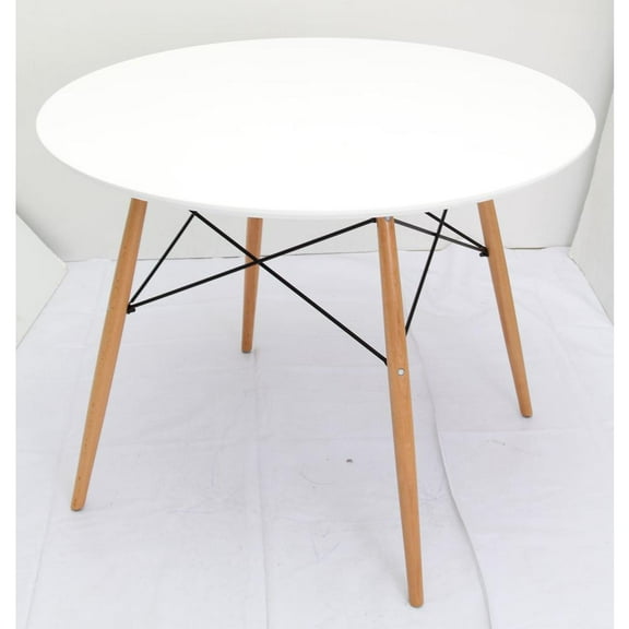 Creative Images International Round Contemporary Plastic Dining Table in White