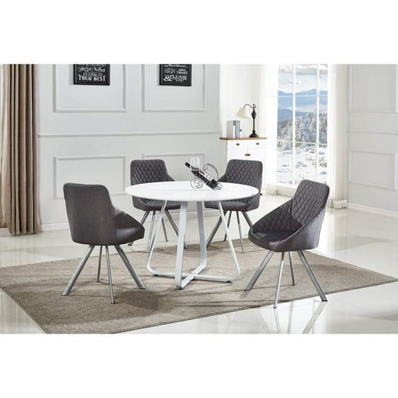Creative Images Contemporary High Gloss Mdf Dining Table With Metal Table