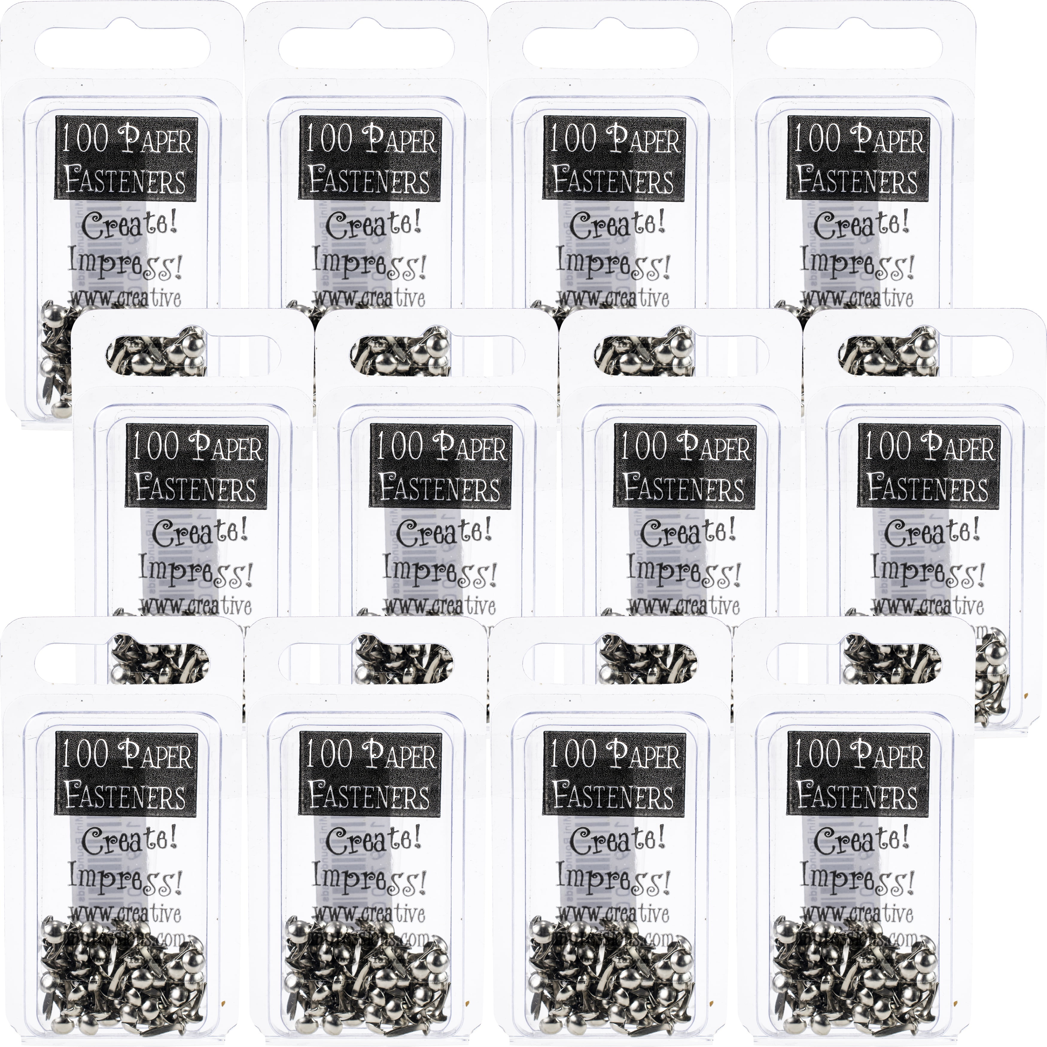 Creative Impressions Mini Metal Paper Fasteners 3mm-Round Silver 100 ...