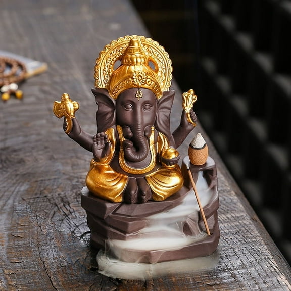 Creative Indian Elephant God Incense Burner Zen Buddha Incense Holder Smoke Waterfall Aromatherapy Censer Stove for Home Decorative