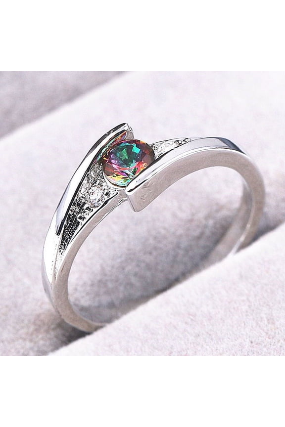 Womens Fashion Ring With Original Silver Inlay And Colorful Crystal Accents New Design Ring For Women European