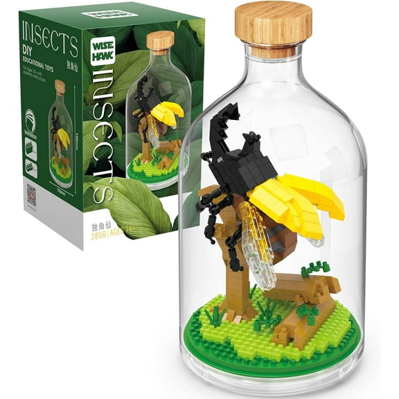 Creative Insect Friend Set,Adults Mini Animals Building Set,Party Favors Gift for Friends,Nature Lovers Office Home Decor Mini Bugs Building Block,New Year Birthday Gift for Family(Beetle)