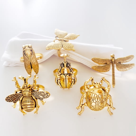 Creative Insect-Themed Napkin Rings Set - 4 Unique Designs (Dragonfly ...