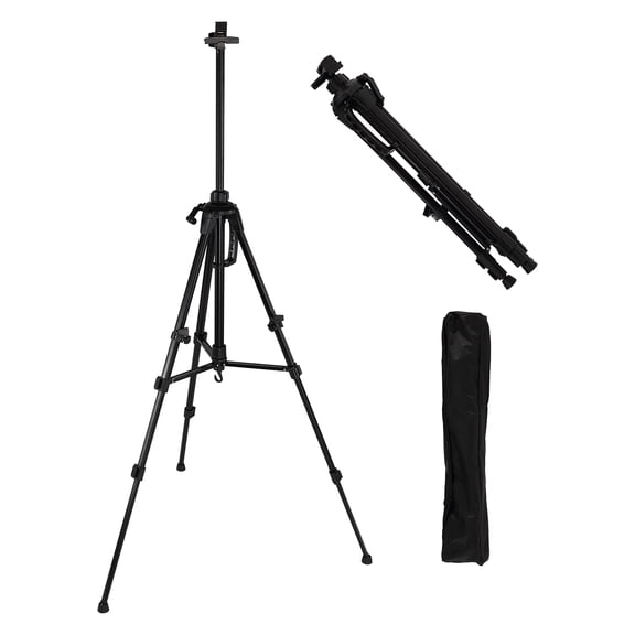 Creative Inspiration Valerri 61" Rugged Artist Easel - 2 Pack, Portable, Adjustable Height for Floor to Table-top Drawing or Painting, LightWeight Aluminum Black w/ Nylon Carrying Travel Bag