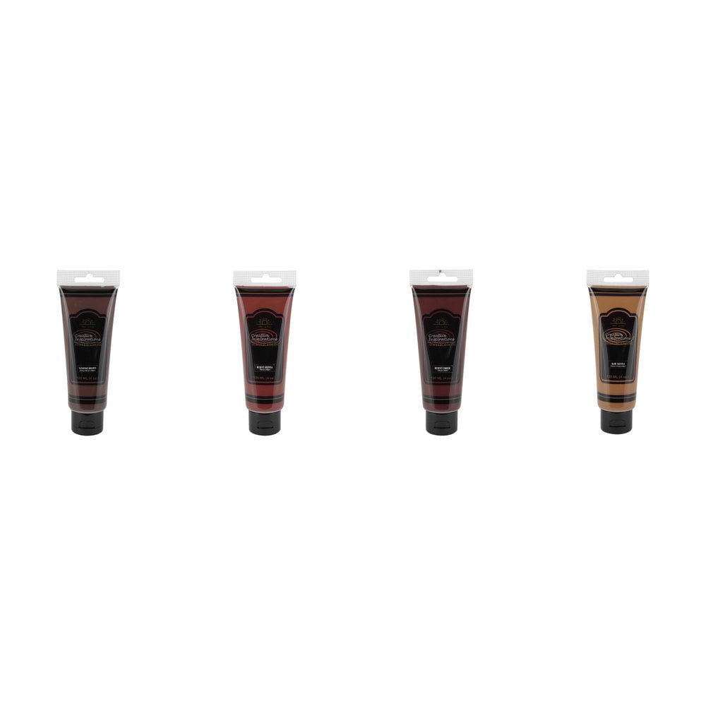 Creative Inspirations Acrylic Paint Brown Set of 4, 120mL Tubes, Smooth & Creamy Consistency, Vibrant Pigmentation, Great Coverage for Artists - Clean Up with Soap & Water