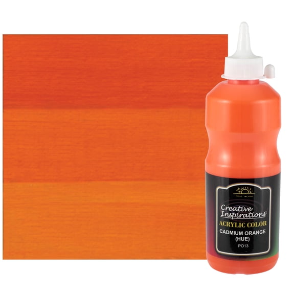 Creative Inspirations Acrylic Paint - Smooth, Rich, Creamy, Free-Flowing and Washable Paint, CADMIUM ORANGE, 500 mL Bottle