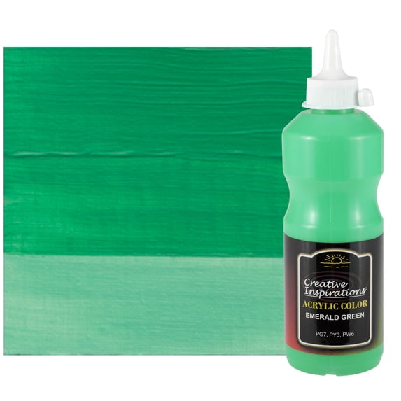 Creative Inspirations Acrylic Paint - Smooth, Rich, Creamy, Free-Flowing and Washable Paint, EMERALD GREEN, 500 mL Bottle