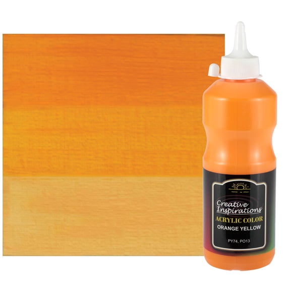 Creative Inspirations Acrylic Paint - Smooth, Rich, Creamy, Free-Flowing and Washable Paint, ORANGE YELLOW, 500 mL Bottle