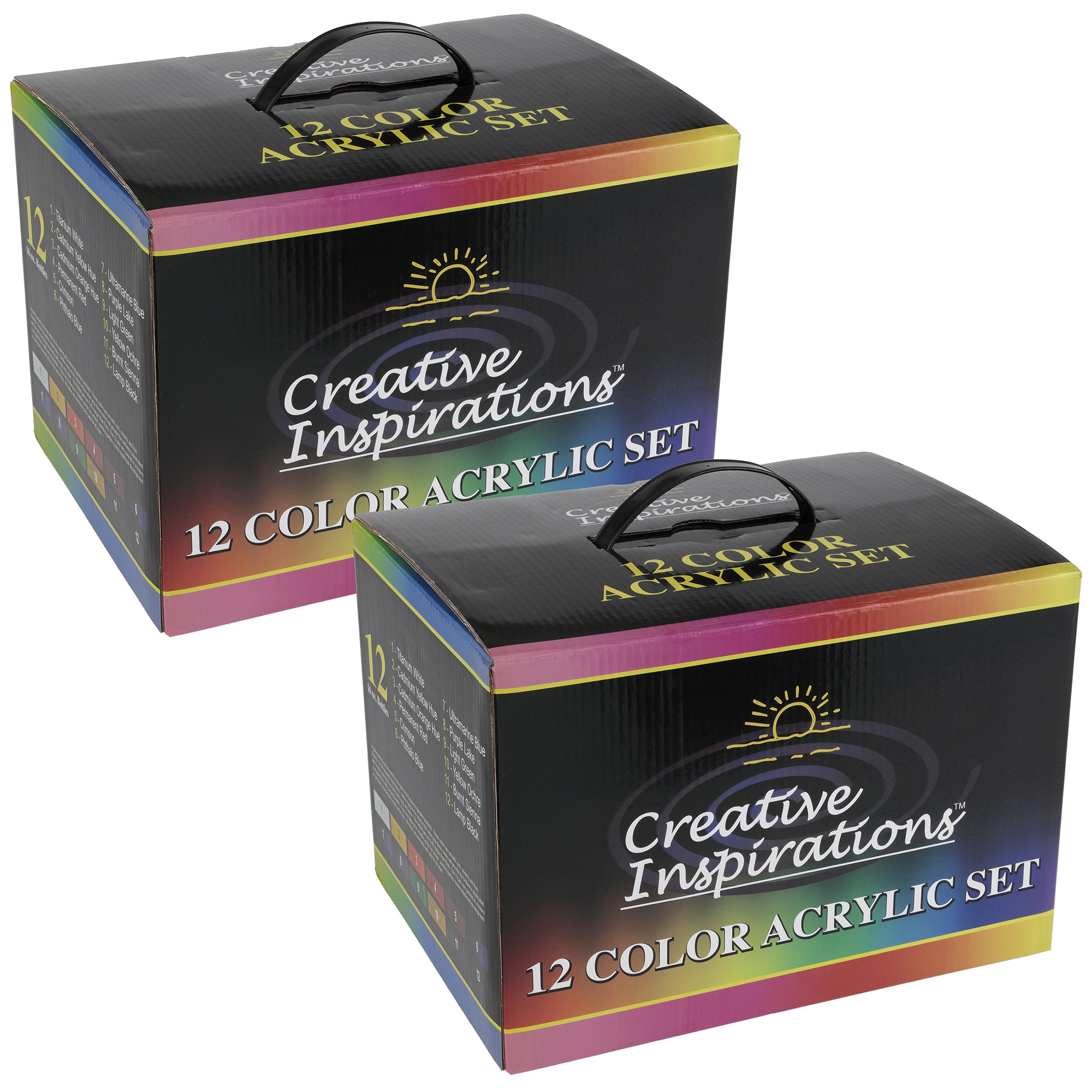 Creative Inspirations Artist Acrylic Paint Set of 12 Assorted Colors - 16 oz Bottles - DOUBLE PACK