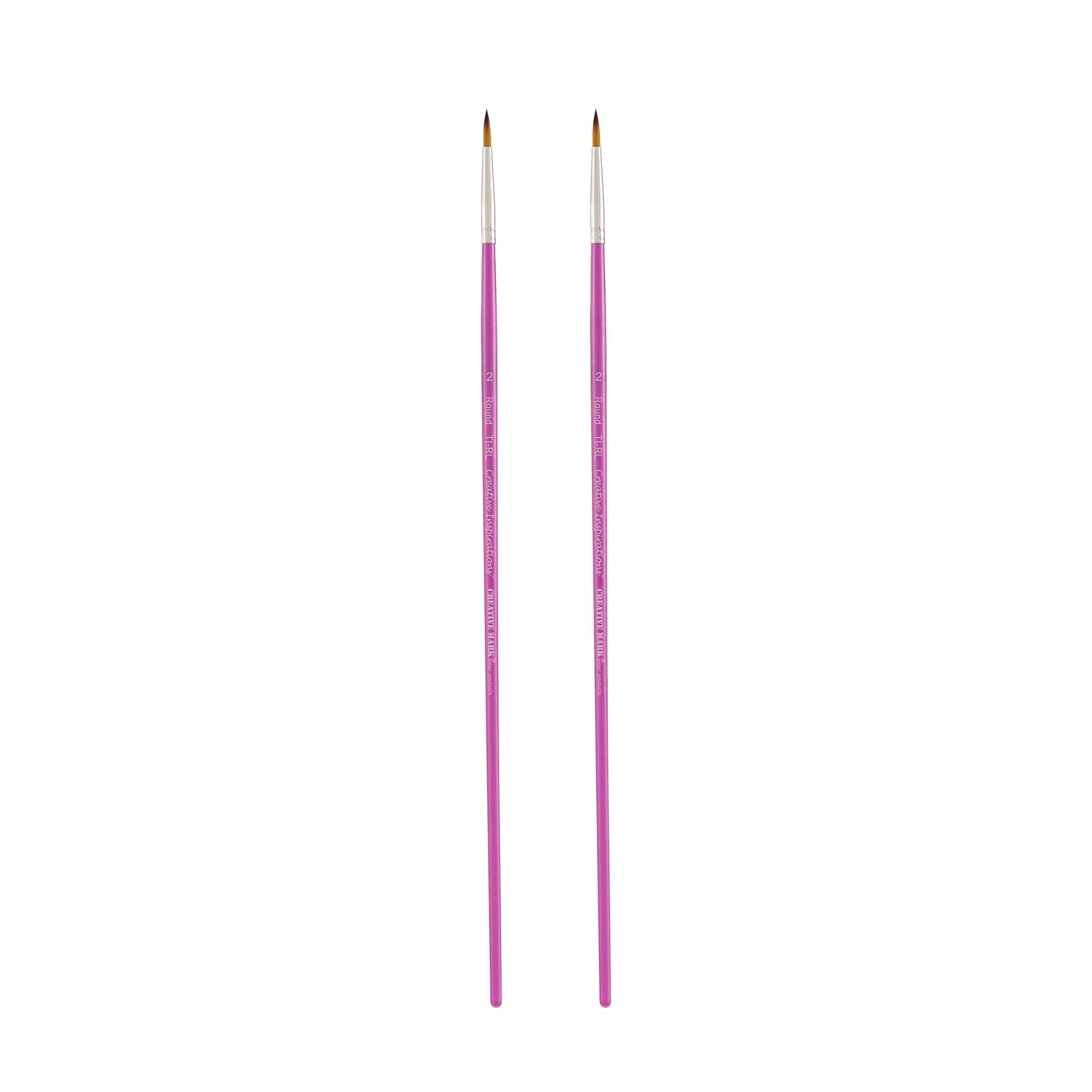 Creative Inspirations Dura-Handle Artist Paint Brush Long Solid Resin Handle Resists Chips & Cracks - Size Round #2 - 2 Pack