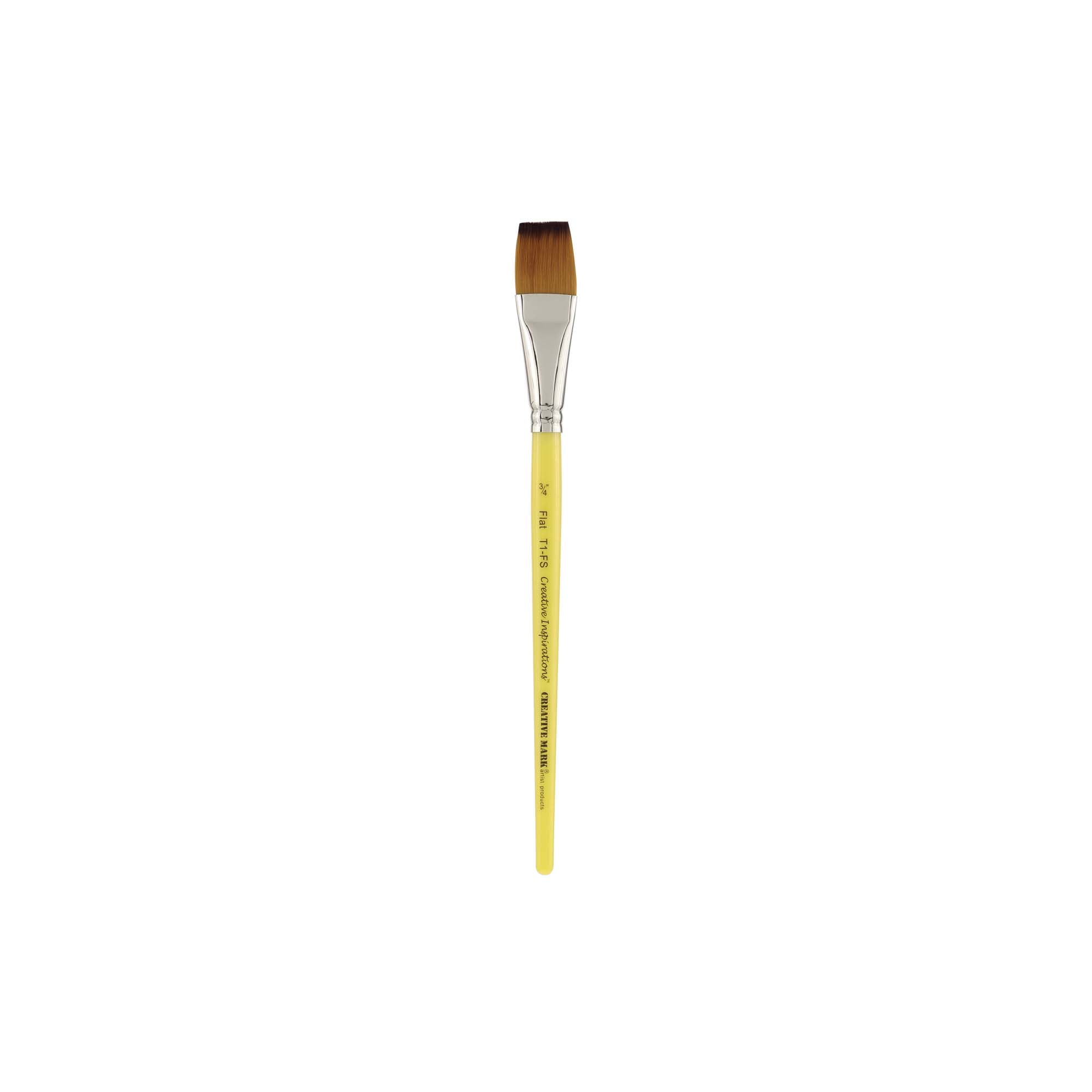 Creative Inspirations Dura-Handle Artist Paint Brush Short Solid Resin Handle Resists Chips & Cracks - Size Flat 3/4"