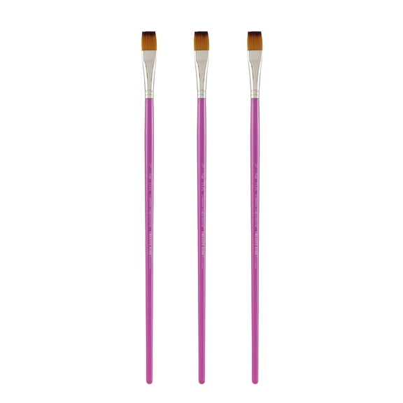 Creative Inspirations Dura-Handle Flat 1/2 Inch Long Handle Set of 3 Paint Brushes - Resin Handle, Synthetic  Paint Brushes, Flat Brush for Oils, Acrylics, Watercolors - Handles Will Not Chip or Crack