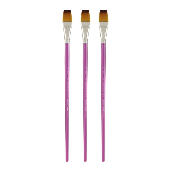 Creative Inspirations Dura-Handle Flat 3/4 Inch Long Handle Set of 3 Paint Brushes - Resin Handle, Synthetic Paint Brushes, Flat Brush for Oils, Acrylics, Watercolors - Handles Will Not Chip or Crack