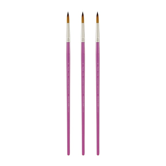 Creative Inspirations Dura-Handle Round #6 Long Handle Set of 3 Paint Brushes- Resin Handle, Synthetic Taklon Paint Brushes, Round Brush for Oils, Acrylics, Watercolors- Handles Will Not Chip or Crack