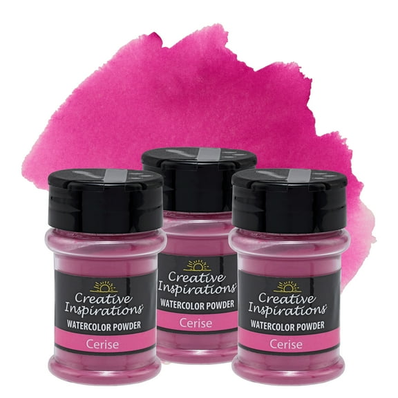 Creative Inspirations Powder Watercolor Paint 3 Pack - 38g Shaker Bottle, Cerise - Dye-Based Water-Soluble Crystalline Pigments - Non-Toxic, Perfect for Abstract and Spontaneous Effects