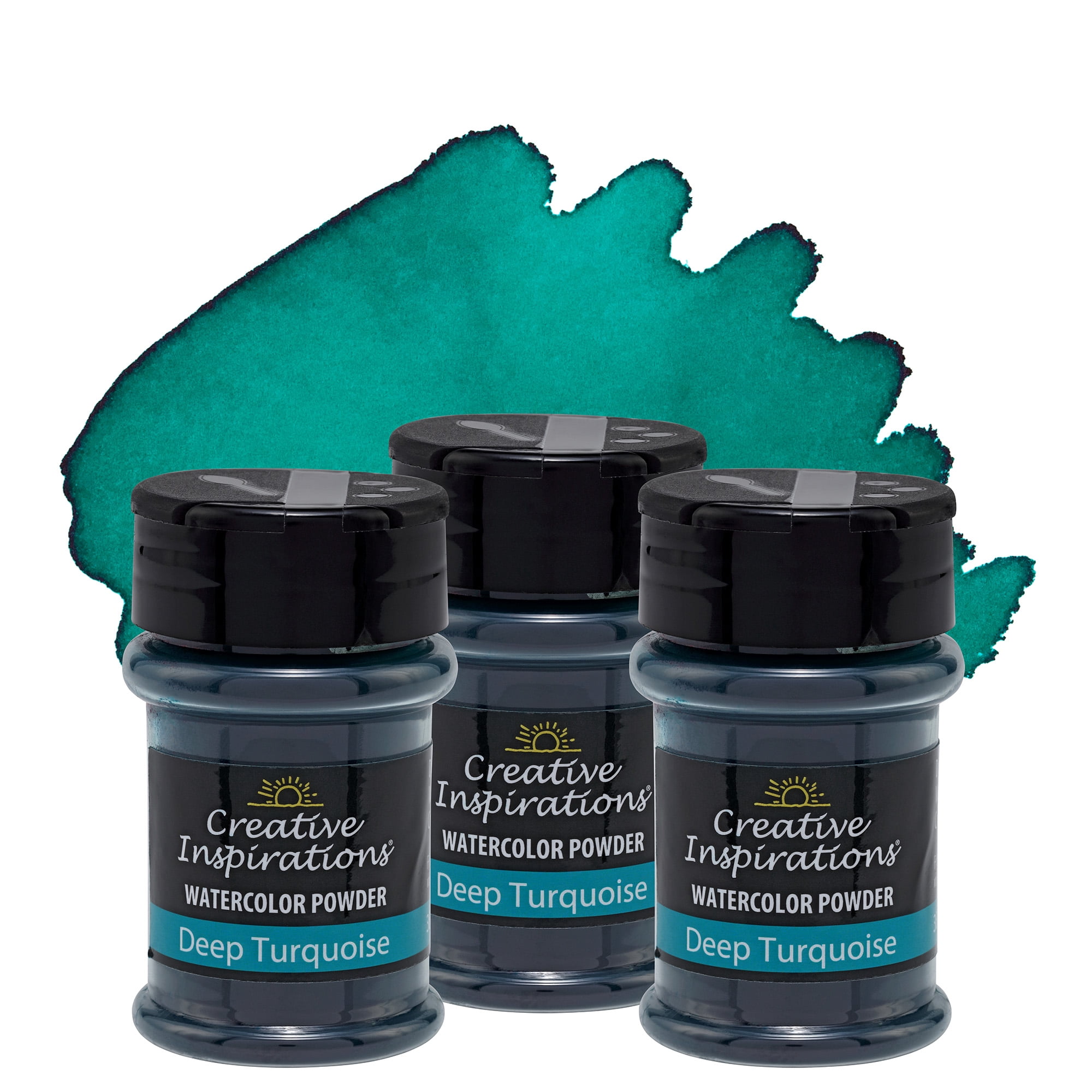 Creative Inspirations Powder Watercolor Paint 3 Pack - 38g Shaker Bottle, Deep Turquoise - Dye-Based Water-Soluble Crystalline Pigments - Non-Toxic, Perfect for Abstract and Spontaneous Effects