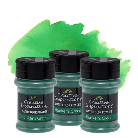 Creative Inspirations Powder Watercolor Paint 3 Pack - 38g Shaker Bottle, Hookers Green - Dye-Based Water-Soluble Crystalline Pigments - Non-Toxic, Perfect for Abstract and Spontaneous Effects