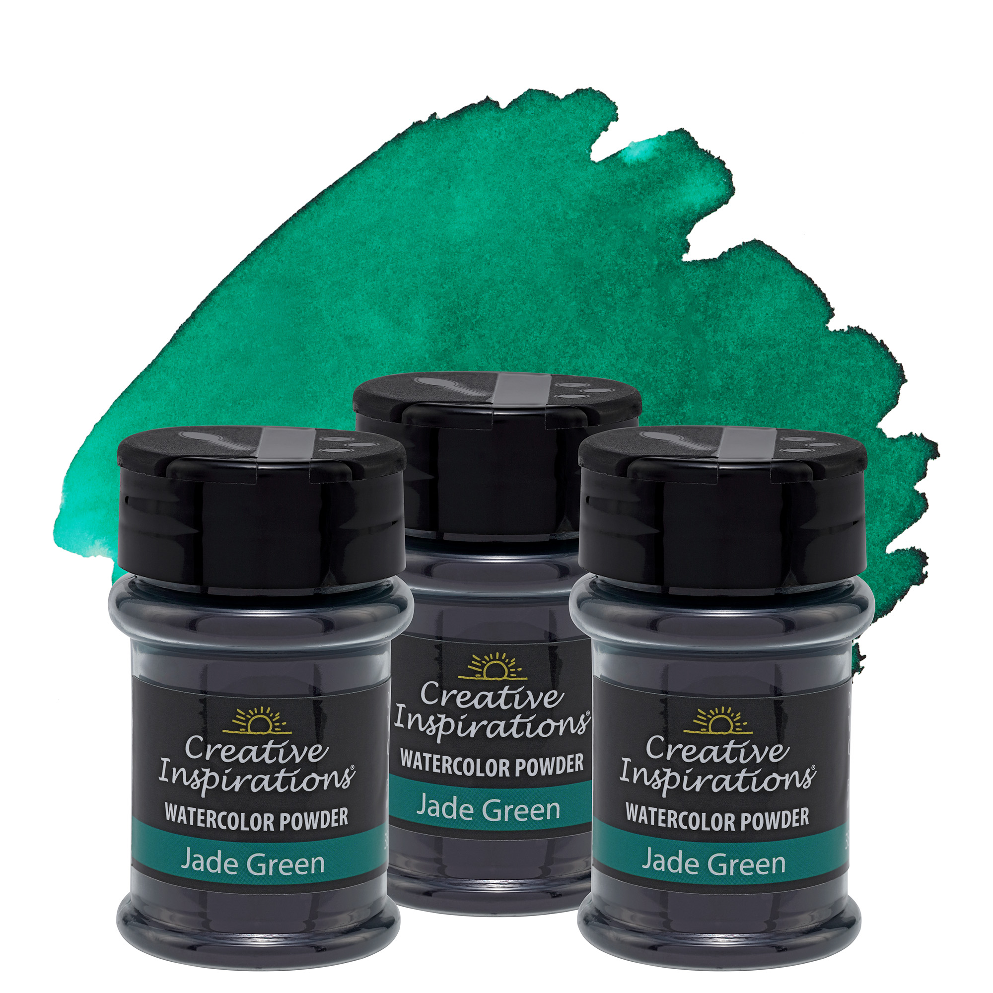Creative Inspirations Powder Watercolor Paint 3 Pack - 38g Shaker Bottle, Jade Green - Dye-Based Water-Soluble Crystalline Pigments - Non-Toxic, Perfect for Abstract and Spontaneous Effects