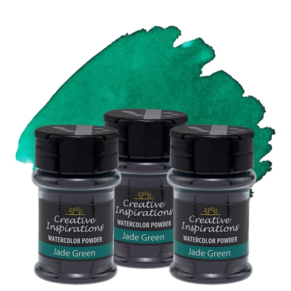 Creative Inspirations Powder Watercolor Paint 3 Pack - 38g Shaker Bottle, Jade Green - Dye-Based Water-Soluble Crystalline Pigments - Non-Toxic, Perfect for Abstract and Spontaneous Effects