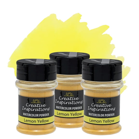 Creative Inspirations Powder Watercolor Paint 3 Pack - 38g Shaker Bottle, Lemon Yellow - Dye-Based Water-Soluble Crystalline Pigments - Non-Toxic, Perfect for Abstract and Spontaneous Effects