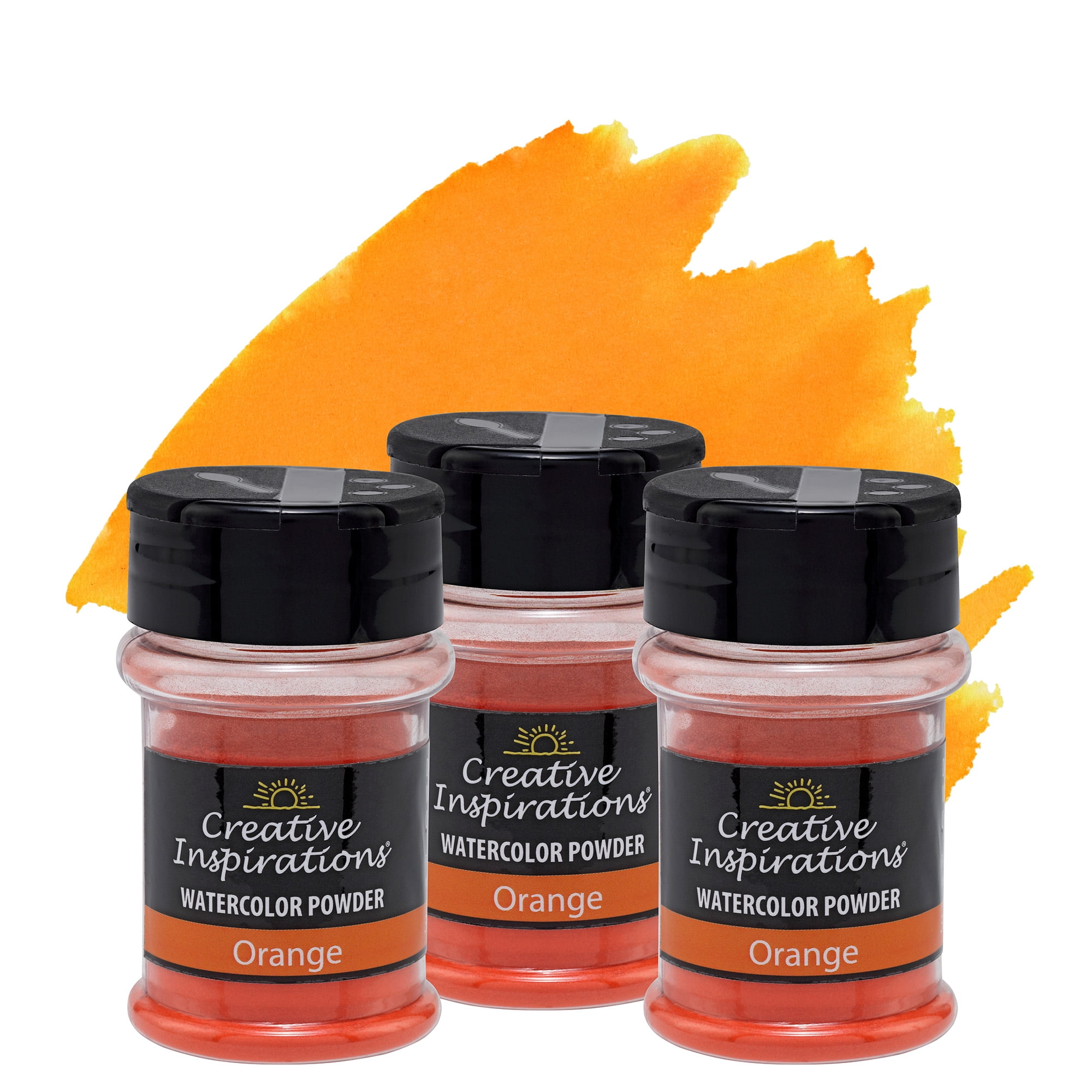 Creative Inspirations Powder Watercolor Paint 3 Pack - 38g Shaker Bottle, Orange - Dye-Based Water-Soluble Crystalline Pigments - Non-Toxic, Perfect for Abstract and Spontaneous Effects
