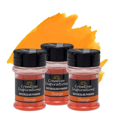 Creative Inspirations Powder Watercolor Paint 3 Pack - 38g Shaker Bottle, Orange - Dye-Based Water-Soluble Crystalline Pigments - Non-Toxic, Perfect for Abstract and Spontaneous Effects
