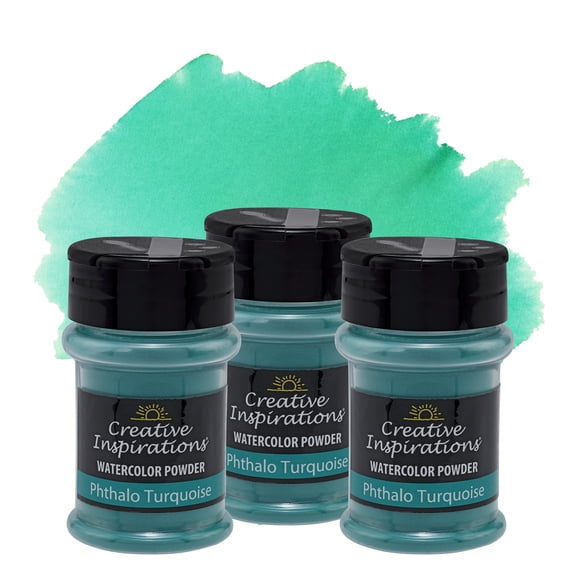 Creative Inspirations Powder Watercolor Paint 3 Pack - 38g Shaker Bottle, Phthalo Turquoise - Dye-Based Water-Soluble Crystalline Pigments - Non-Toxic, Perfect for Abstract and Spontaneous Effects