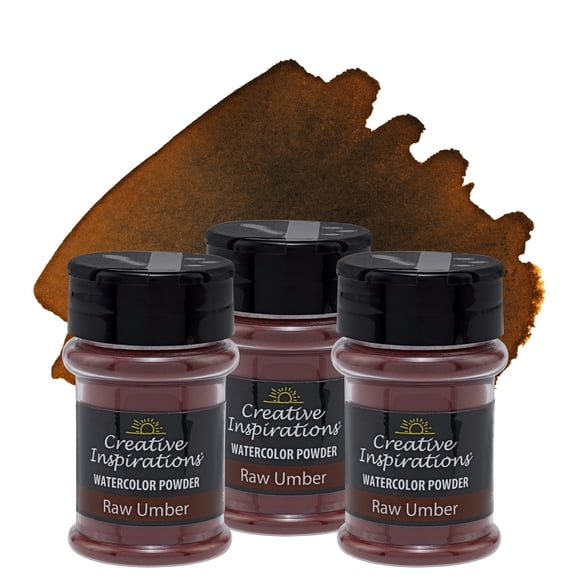Creative Inspirations Powder Watercolor Paint 3 Pack - 38g Shaker Bottle, Raw Umber - Dye-Based Water-Soluble Crystalline Pigments - Non-Toxic, Perfect for Abstract and Spontaneous Effects