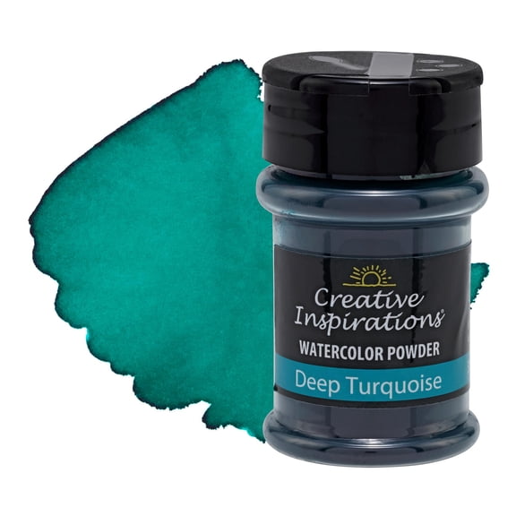 Creative Inspirations Powder Watercolor Paint - 38g Shaker Bottle, Deep Turquoise - Dye-Based Water-Soluble Crystalline Pigments - Non-Toxic, Perfect for Abstract and Spontaneous Effects