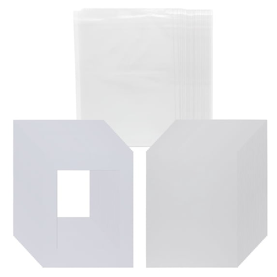 Creative Inspirations Pre-Cut Bevel 4-Ply Mats Presentation Kits - 25 Acid-Free Mats, Backing Boards, & Seal Bags for Artwork - 8x10"