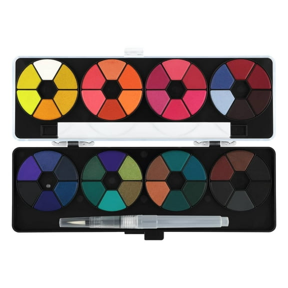 Creative Inspirations Professional Watercolor Paint Set - 48 Dye-Based Watercolor Paints for Adults - Compact, Vibrant, Travel-Friendly Set with Water Brush Pen and Mixing Lid