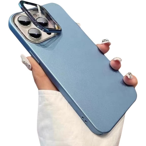 Creative Invisible Stand Phone case, Frosted PC Mirror Guard, Anti-Drop and wear-Resistant, Minimalist Design for iPhone 15 14 13 12 Pro Max Plus case (Blue,iPhone 14)