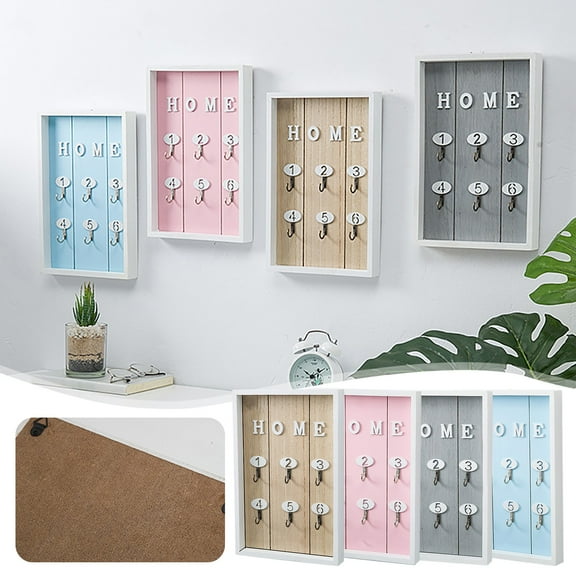 Creative Key Hook Pink Wall Mounted Key Hook Rack Wood Floating Storage Shelf for Home Wall Decorations