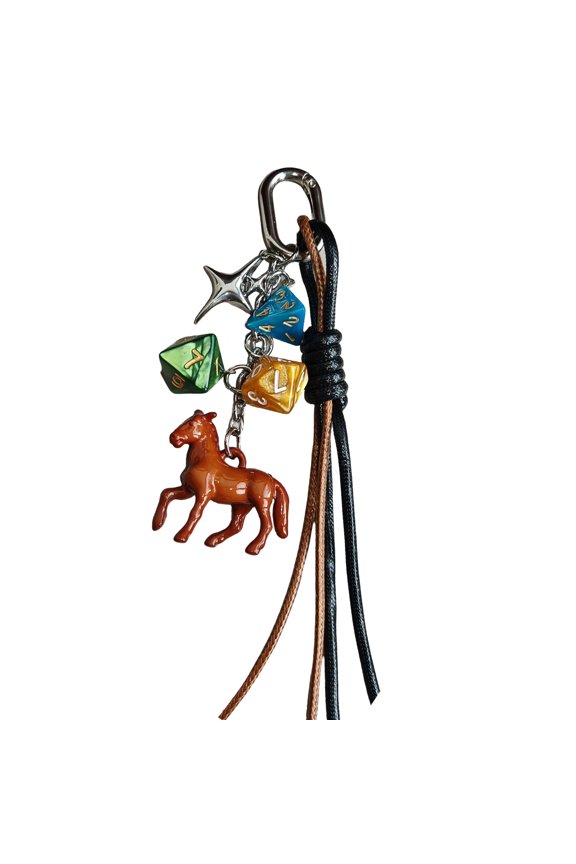Creative Keychain 3D Dices and Horse Pendant Keyring Stylish Car Interior Decoration for Individualistic Styles Seekers