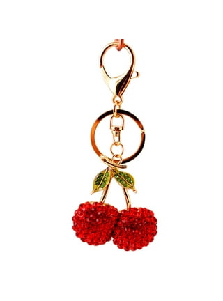 No Boundaries Cherry Puff Key Ring with Clip, Red