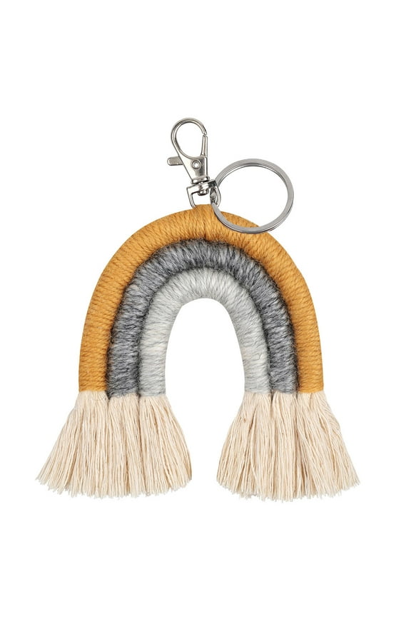 Creative Keychain Weaving Rainbow Pendant Key Chain Tassels Keyrings Key Holder Jewelry Suitable for Bedroom
