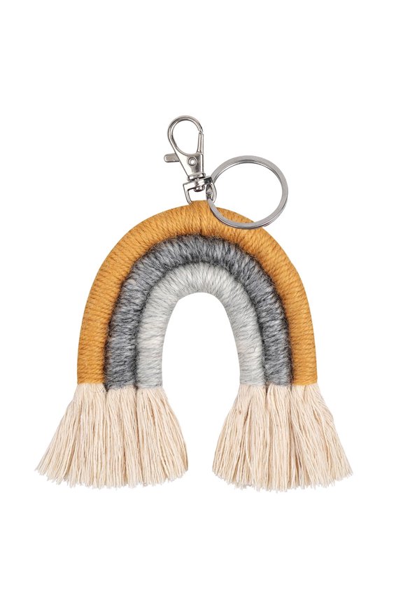 Creative Keychain Weaving Rainbow Pendant Key Chain Tassels Keyrings Key Holder Jewelry Suitable for Bedroom