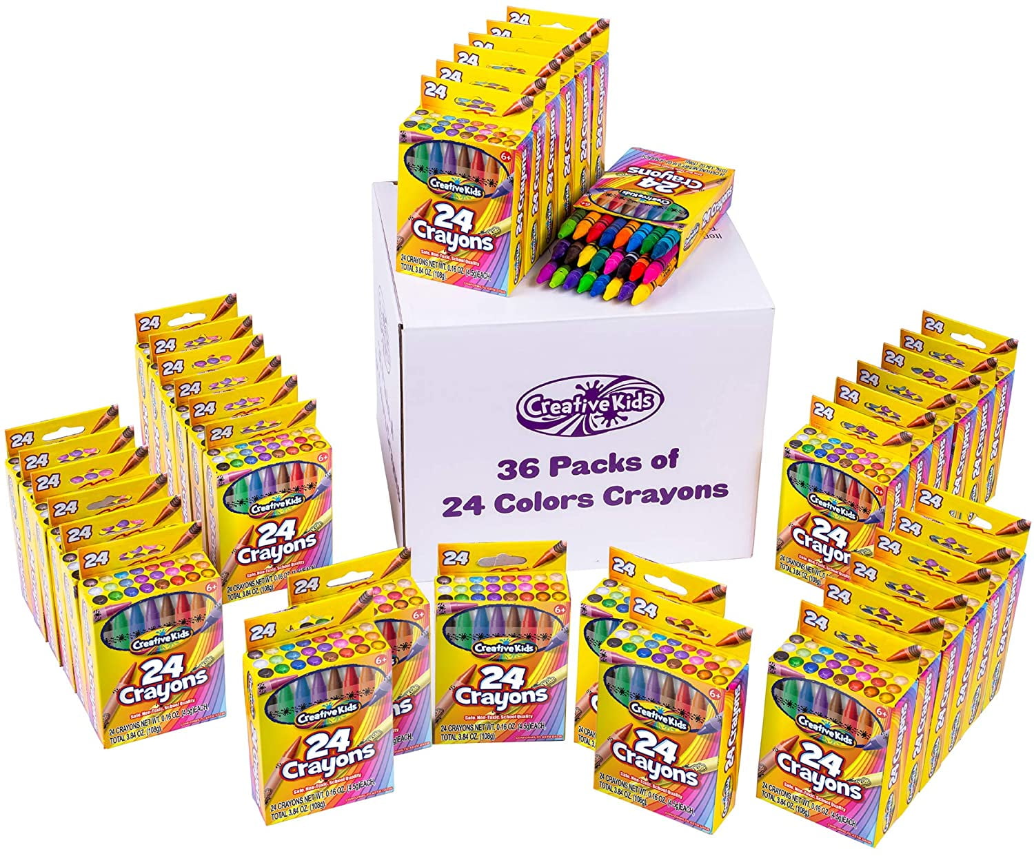 Baker Ross AF989 Mini Crayons - Pack of 8 Boxes, Arts and Crafts Supplies and School Classroom Supplies, Assorted, 7cmx5cm