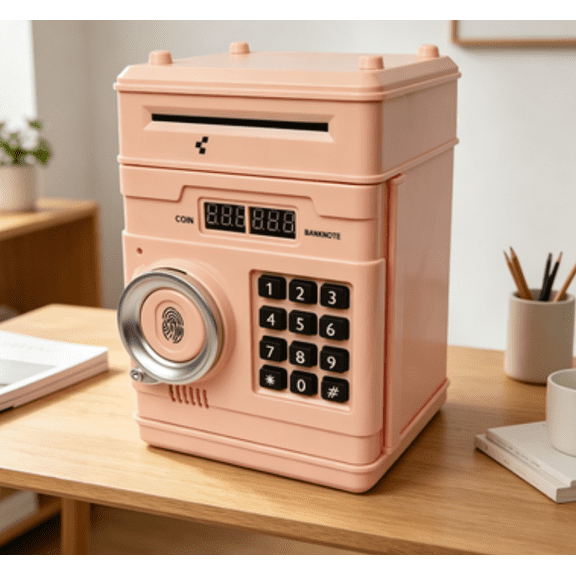 Creative Kids ATM Piggy Bank, Electronic Safe with Dual Language Voice, Password Lock, Auto Money Rolling and Light