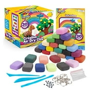 Creative Kids Air Dry Clay Modeling Crafts Kit For Children - Super Light Nontoxic - 30 Vibrant Colors & 3 Clay Molding Set