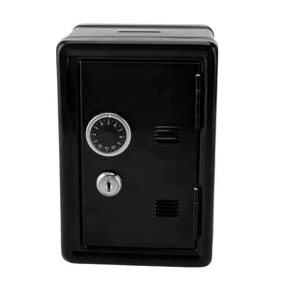 Creative Kids Compact Metal Safe Money Saving Box Lock Key Piggy Bank Black 7.5x5.5 Inches / 19.0x14.0 Cm