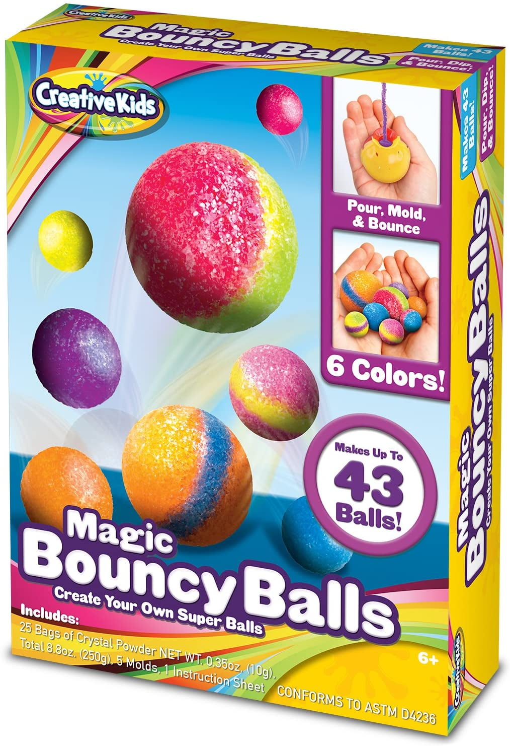 Creative Kids Create Your Own Crystal Powder Magic Bouncy Balls Craft Kit Science Toys (31 Pieces)